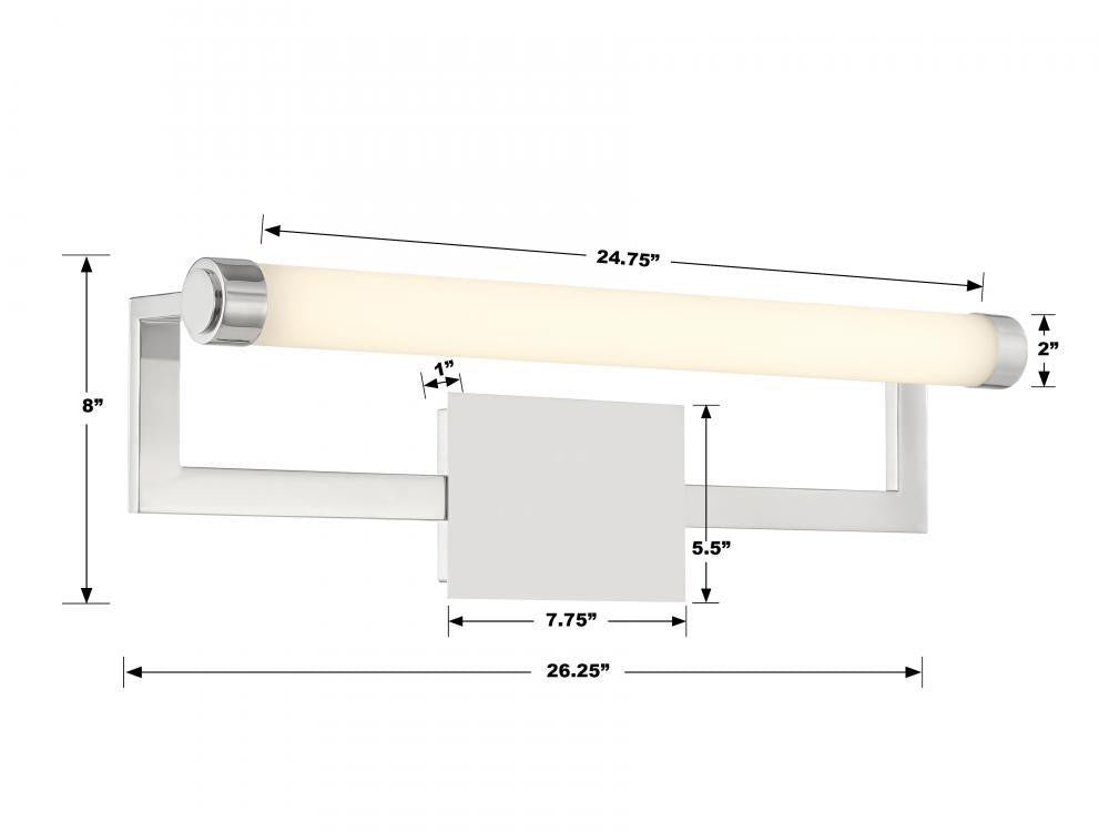 Crystorama Clinton Bathroom Vanity - Polished Nickel 8"H