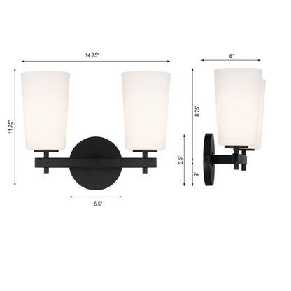 Crystorama Colton 2 Light Bathroom Vanity - Black 11.75"H