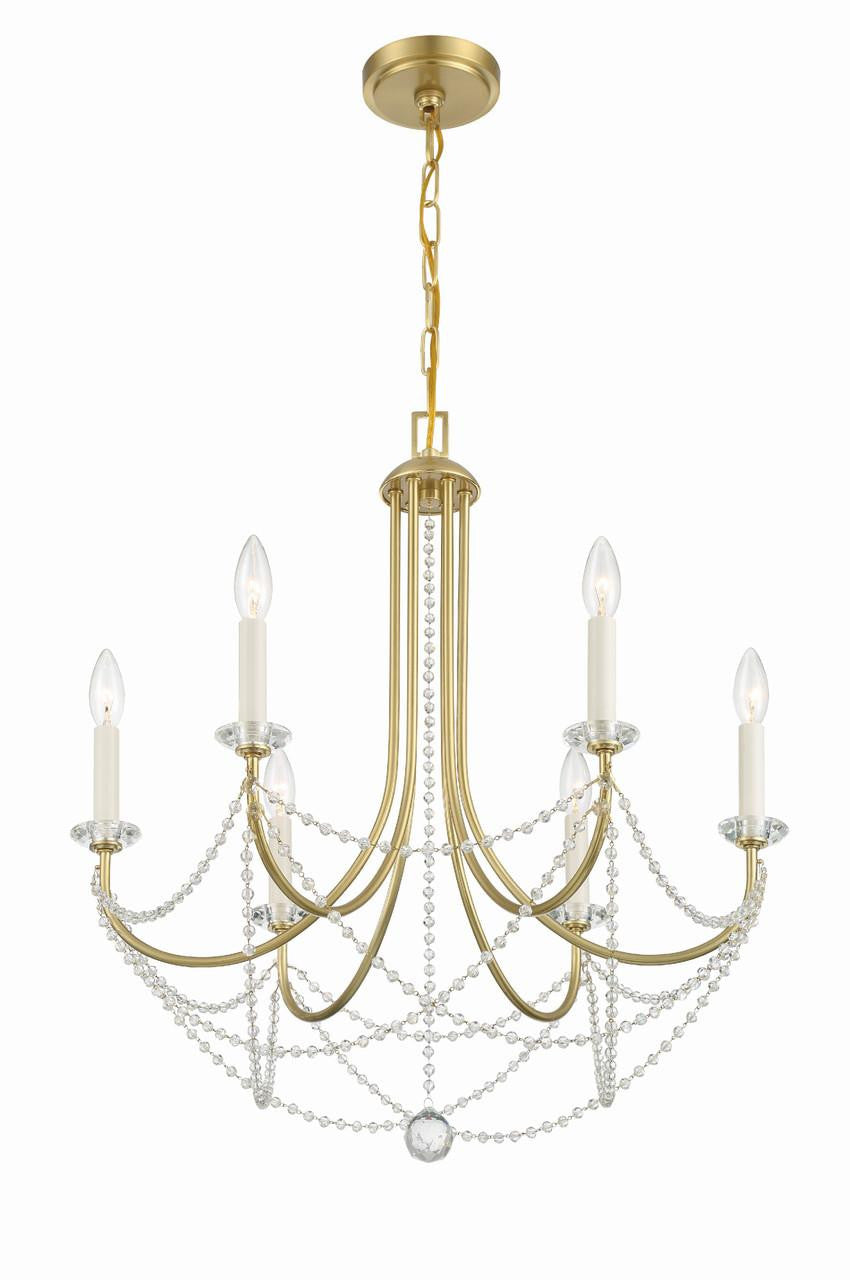 Crystorama Delilah Chandelier - Aged Brass 27.5"H