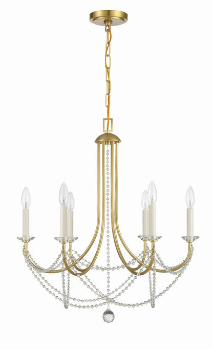 Crystorama Delilah Chandelier - Aged Brass 27.5"H