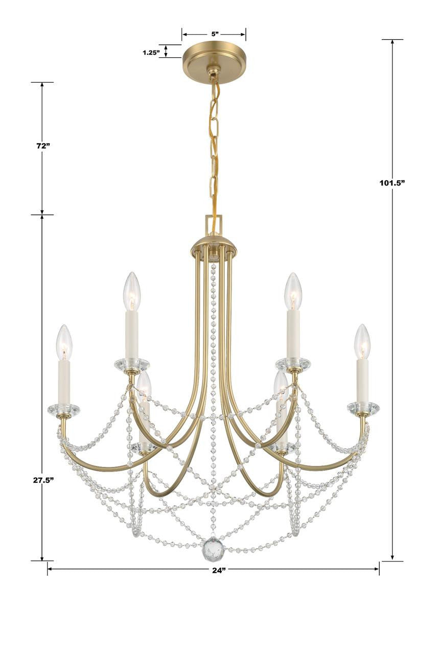 Crystorama Delilah Chandelier - Aged Brass 27.5"H