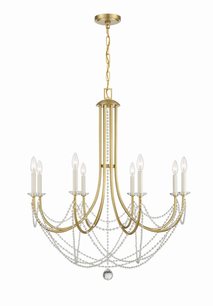 Crystorama Delilah Chandelier - Aged Brass 37"H