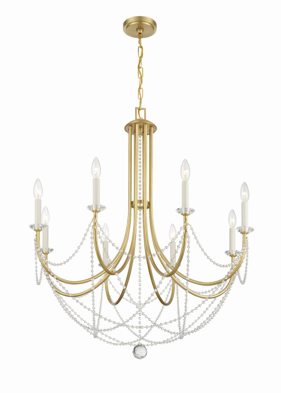 Crystorama Delilah Chandelier - Aged Brass 37"H