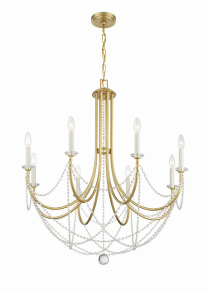 Crystorama Delilah Chandelier - Aged Brass 37"H