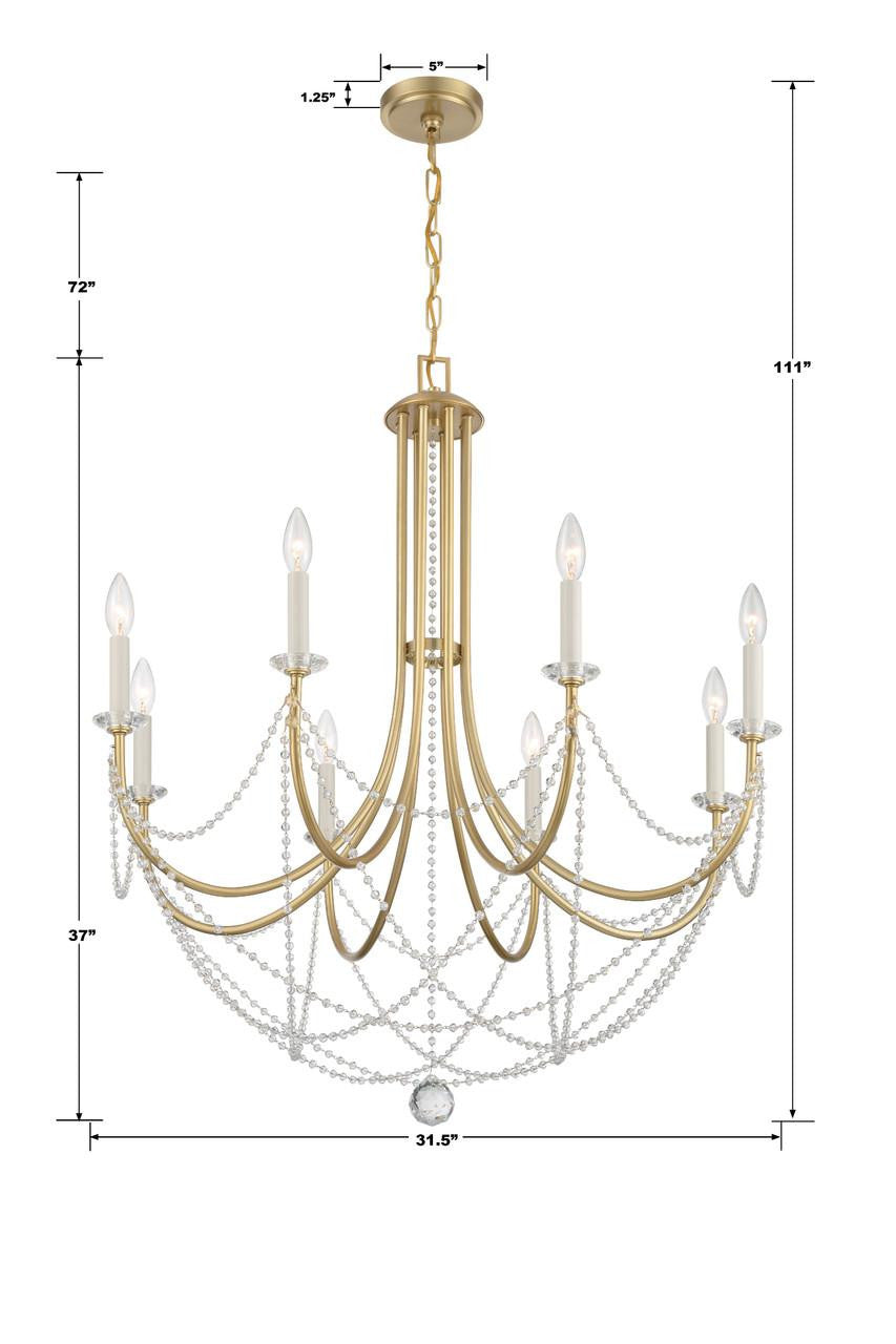 Crystorama Delilah Chandelier - Aged Brass 37"H