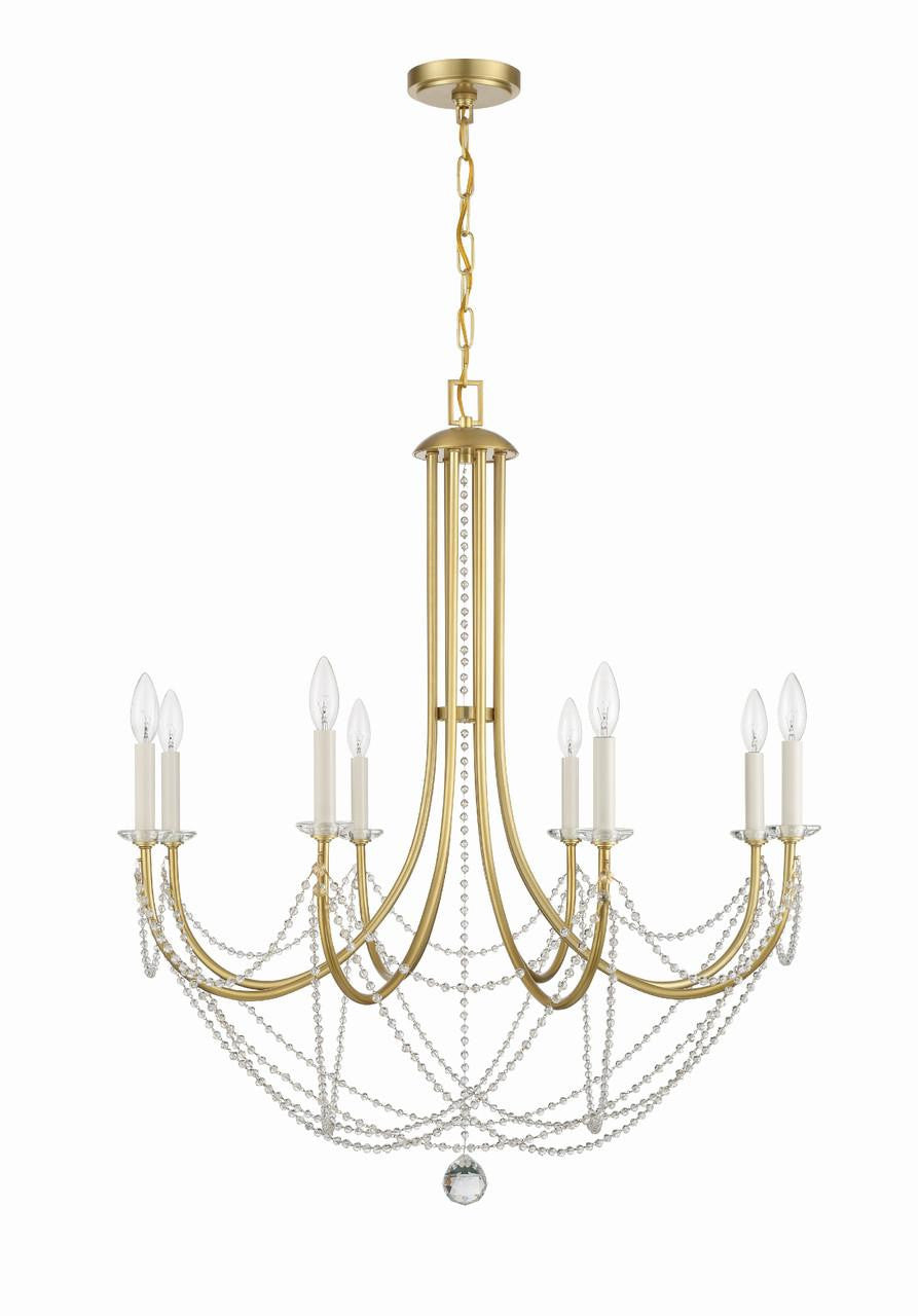 Crystorama Delilah Chandelier - Aged Brass 37"H