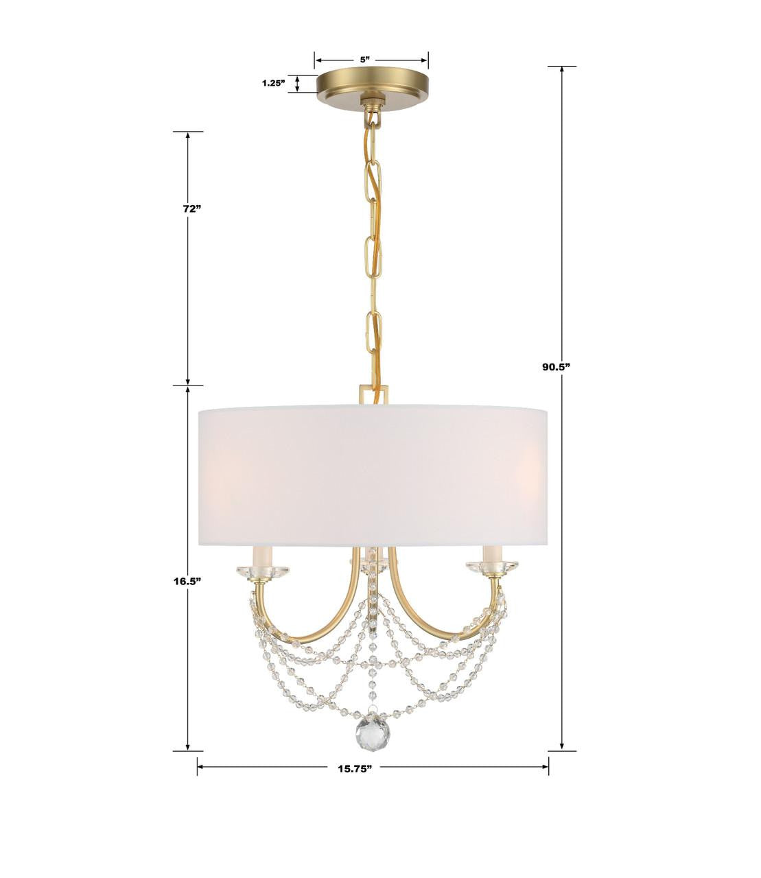 Crystorama Delilah Mini Chandelier - Aged Brass 16.5"H