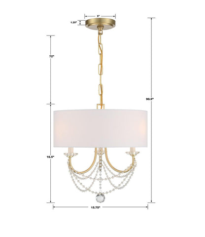Crystorama Delilah Mini Chandelier - Aged Brass 16.5"H