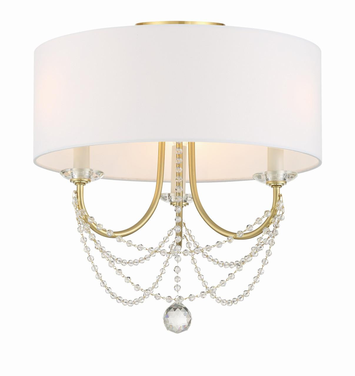 Crystorama Delilah Semi Flush Mount - Aged Brass 15.5"H