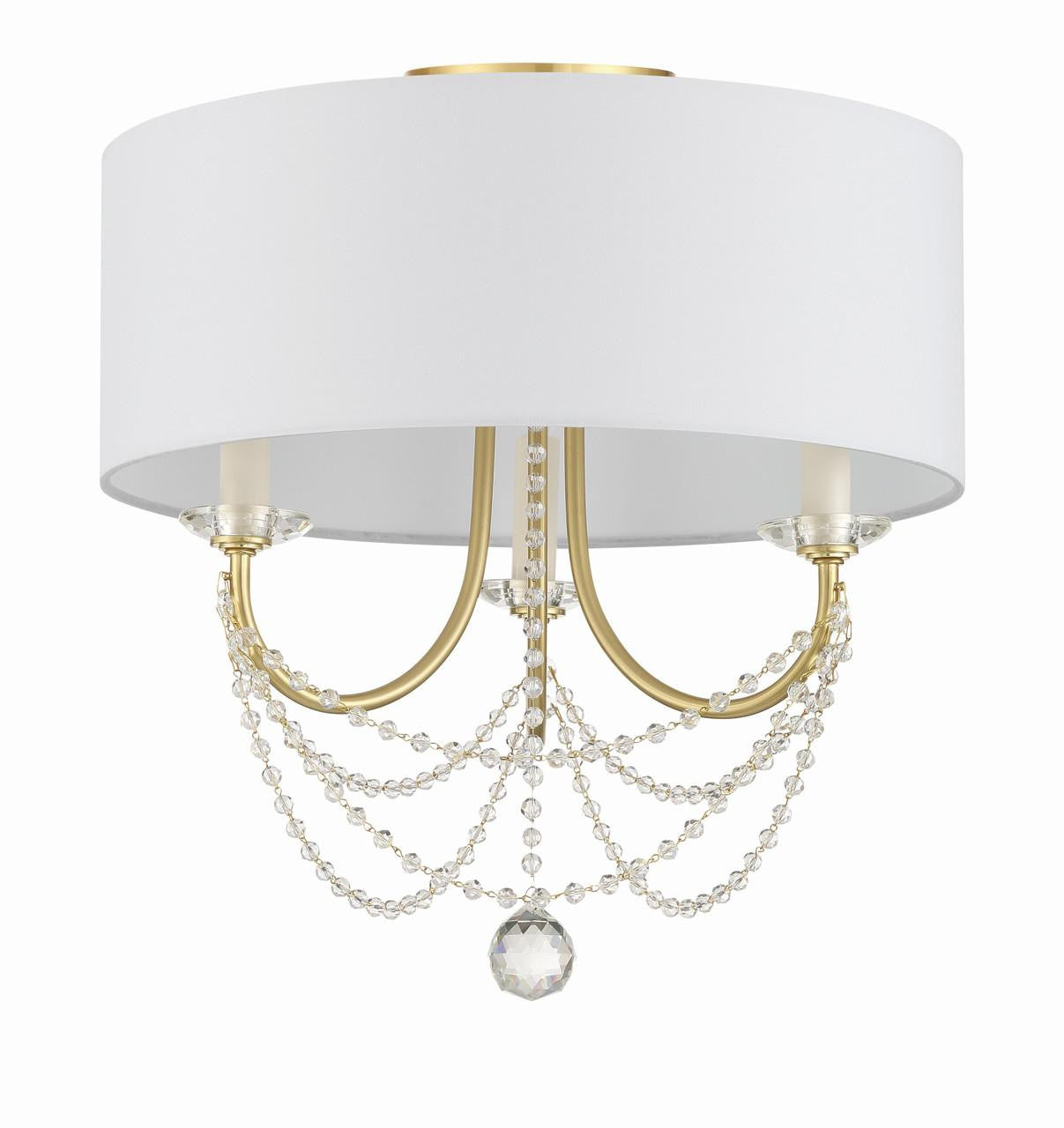 Crystorama Delilah Semi Flush Mount - Aged Brass 15.5"H
