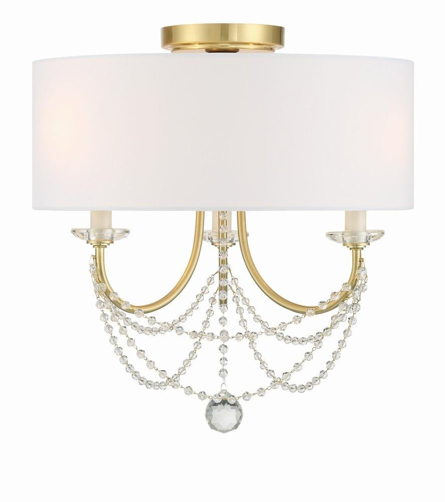 Crystorama Delilah Semi Flush Mount - Aged Brass 15.5"H