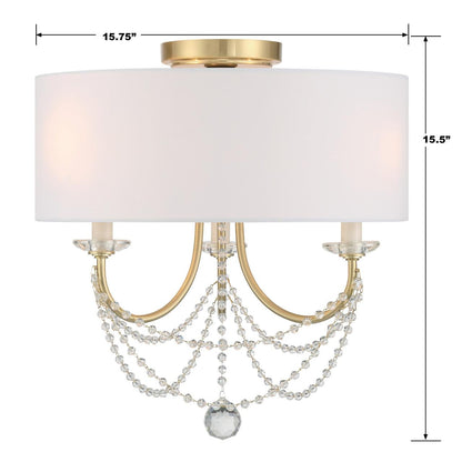 Crystorama Delilah Semi Flush Mount - Aged Brass 15.5"H