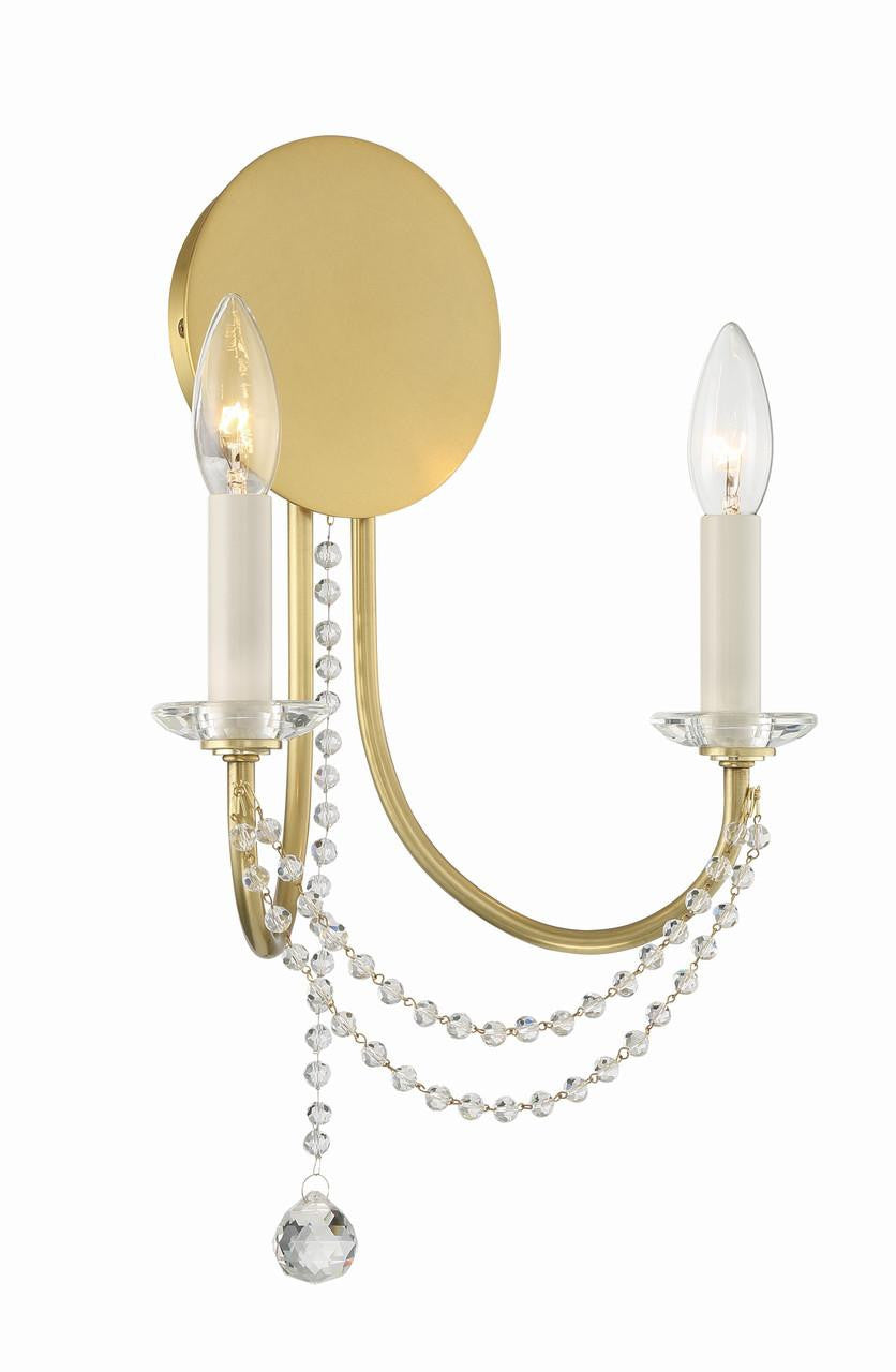 Crystorama Delilah Wall Sconce - Aged Brass 16"H