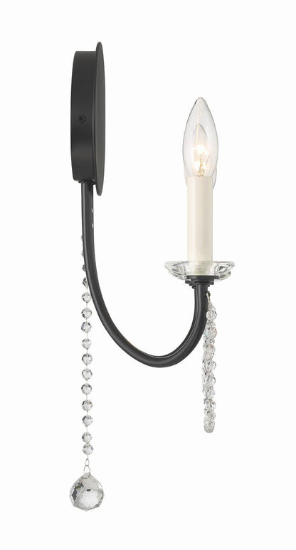 Crystorama Delilah Wall Sconce - Matte Black 16"H
