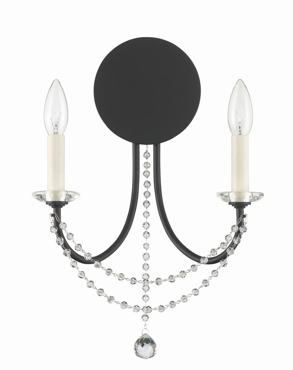 Crystorama Delilah Wall Sconce - Matte Black 16"H