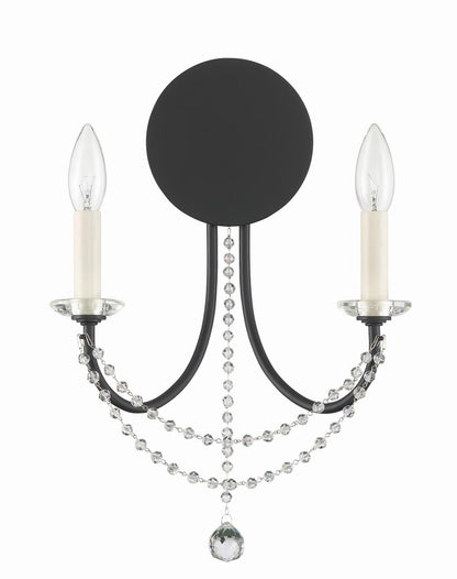 Crystorama Delilah Wall Sconce - Matte Black 16"H