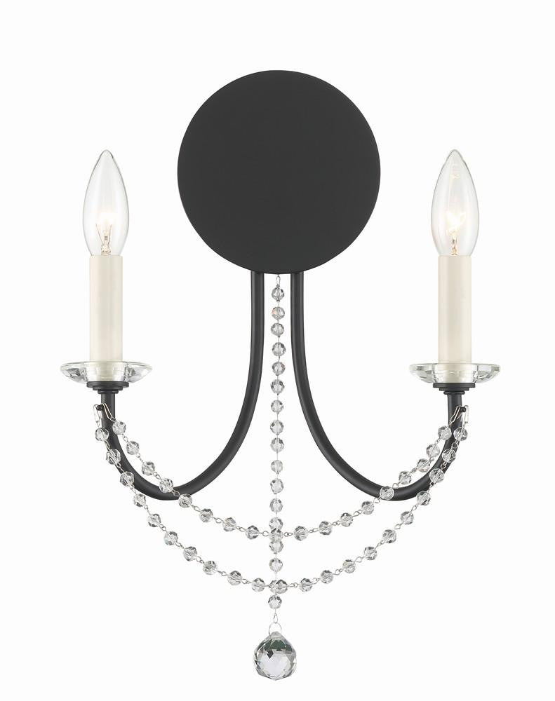 Crystorama Delilah Wall Sconce - Matte Black 16"H