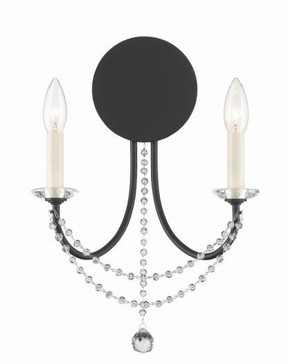 Crystorama Delilah Wall Sconce - Matte Black 16"H