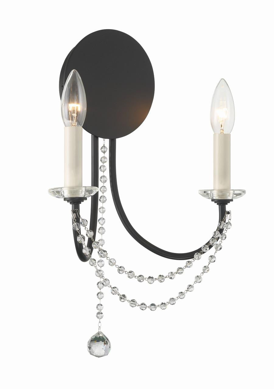 Crystorama Delilah Wall Sconce - Matte Black 16"H