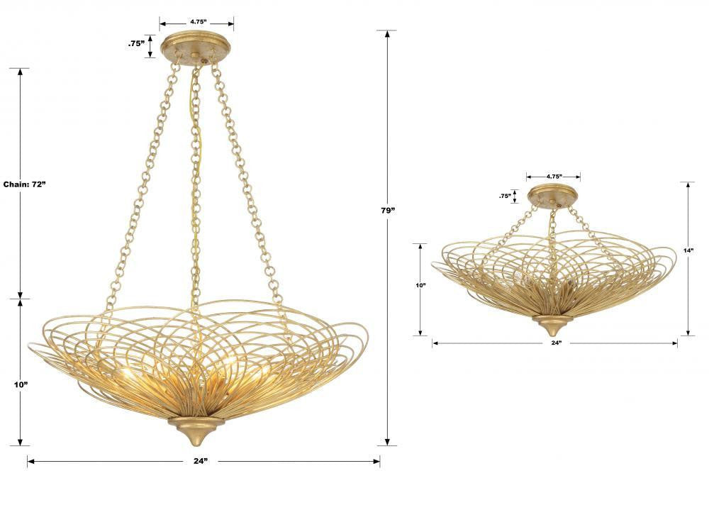 Crystorama Doral Chandelier - Renaissance Gold 10"H