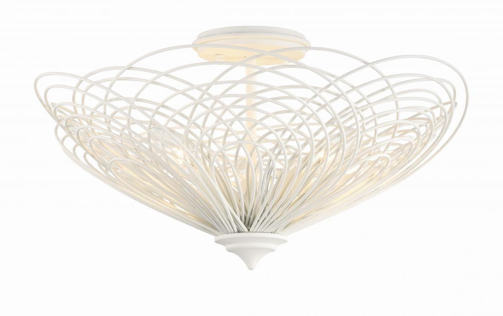 Crystorama Doral Semi Flush Mount - Matte White 10.25"H