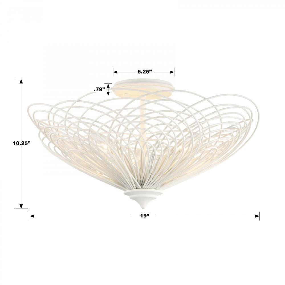 Crystorama Doral Semi Flush Mount - Matte White 10.25"H