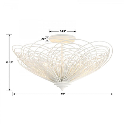 Crystorama Doral Semi Flush Mount - Matte White 10.25"H