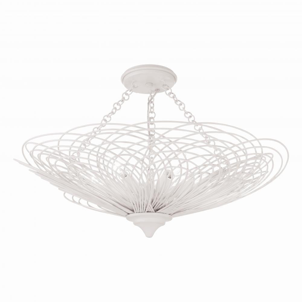 Crystorama Doral Semi Flush Mount - Matte White 10"H
