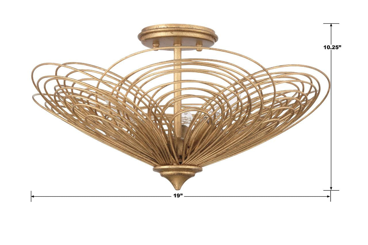 Crystorama Doral Semi Flush Mount - Renaissance Gold 10.25"H