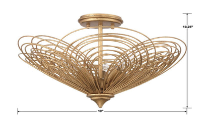 Crystorama Doral Semi Flush Mount - Renaissance Gold 10.25"H