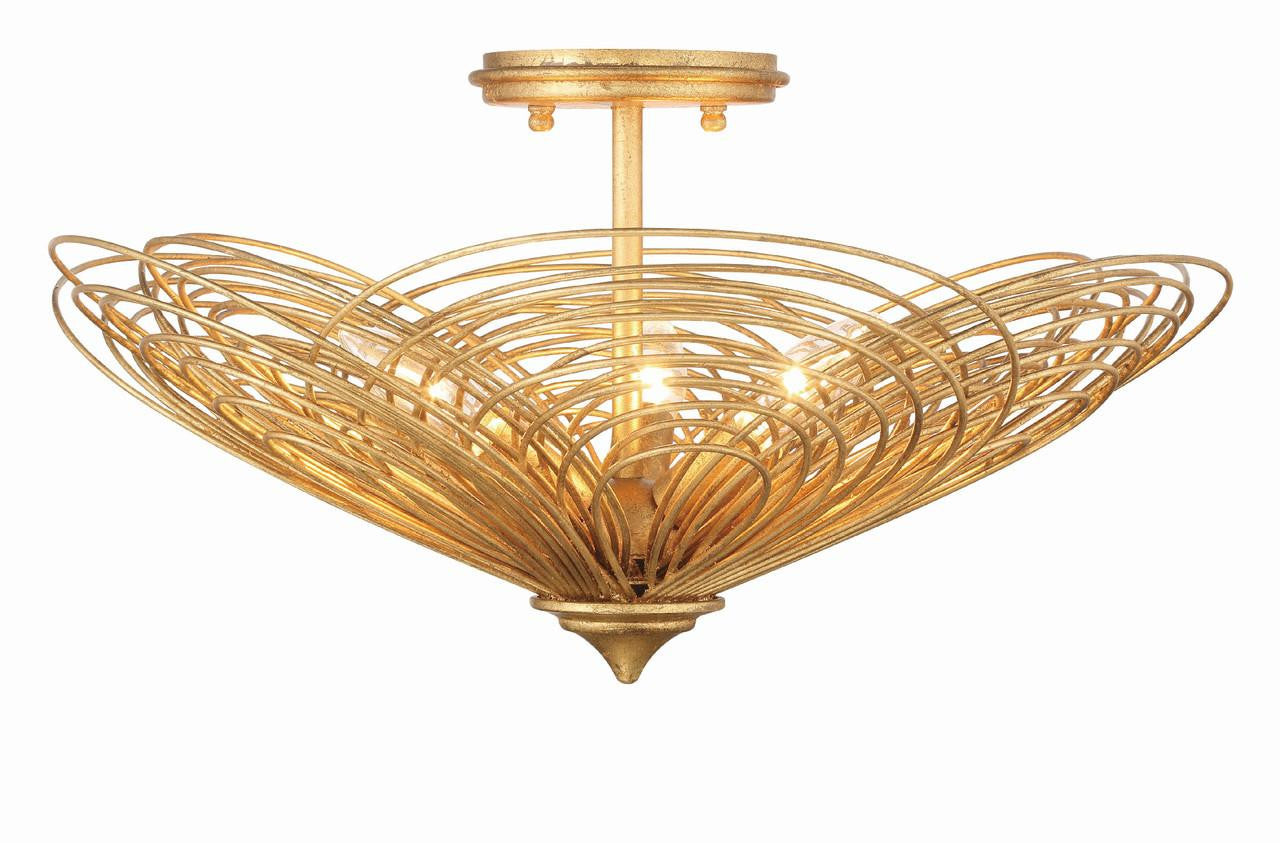 Crystorama Doral Semi Flush Mount - Renaissance Gold 10.25"H