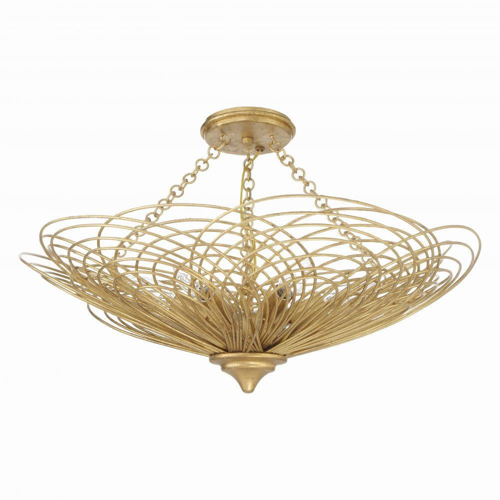 Crystorama Doral Semi Flush Mount - Renaissance Gold 10"H