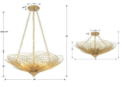Crystorama Doral Semi Flush Mount - Renaissance Gold 10"H