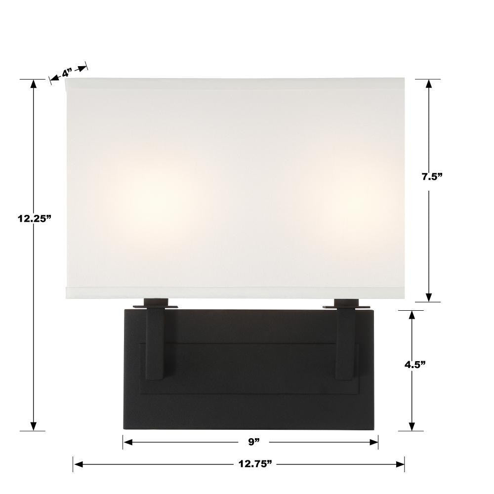Crystorama Durham Wall Sconce - Black Forged 12.25"H