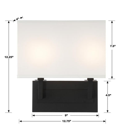 Crystorama Durham Wall Sconce - Black Forged 12.25"H