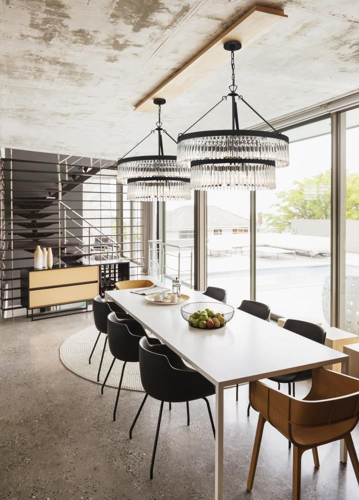 Crystorama Emory Chandelier - Black Forged 30.25"H
