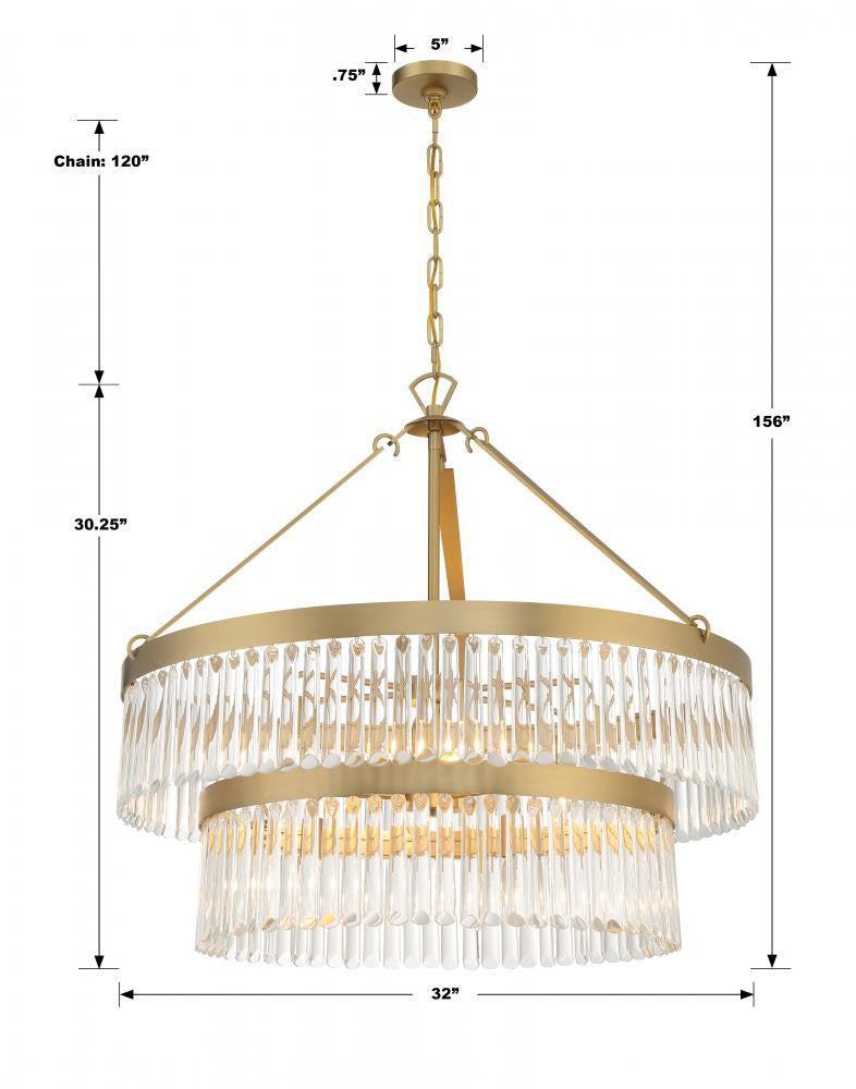Crystorama Emory Chandelier - Modern Gold 30.25"H