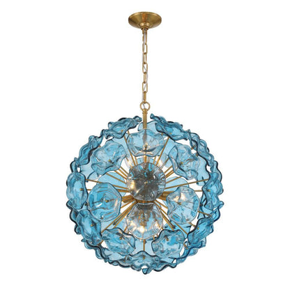 Crystorama Esme 9 Light Pendant Aged Brass