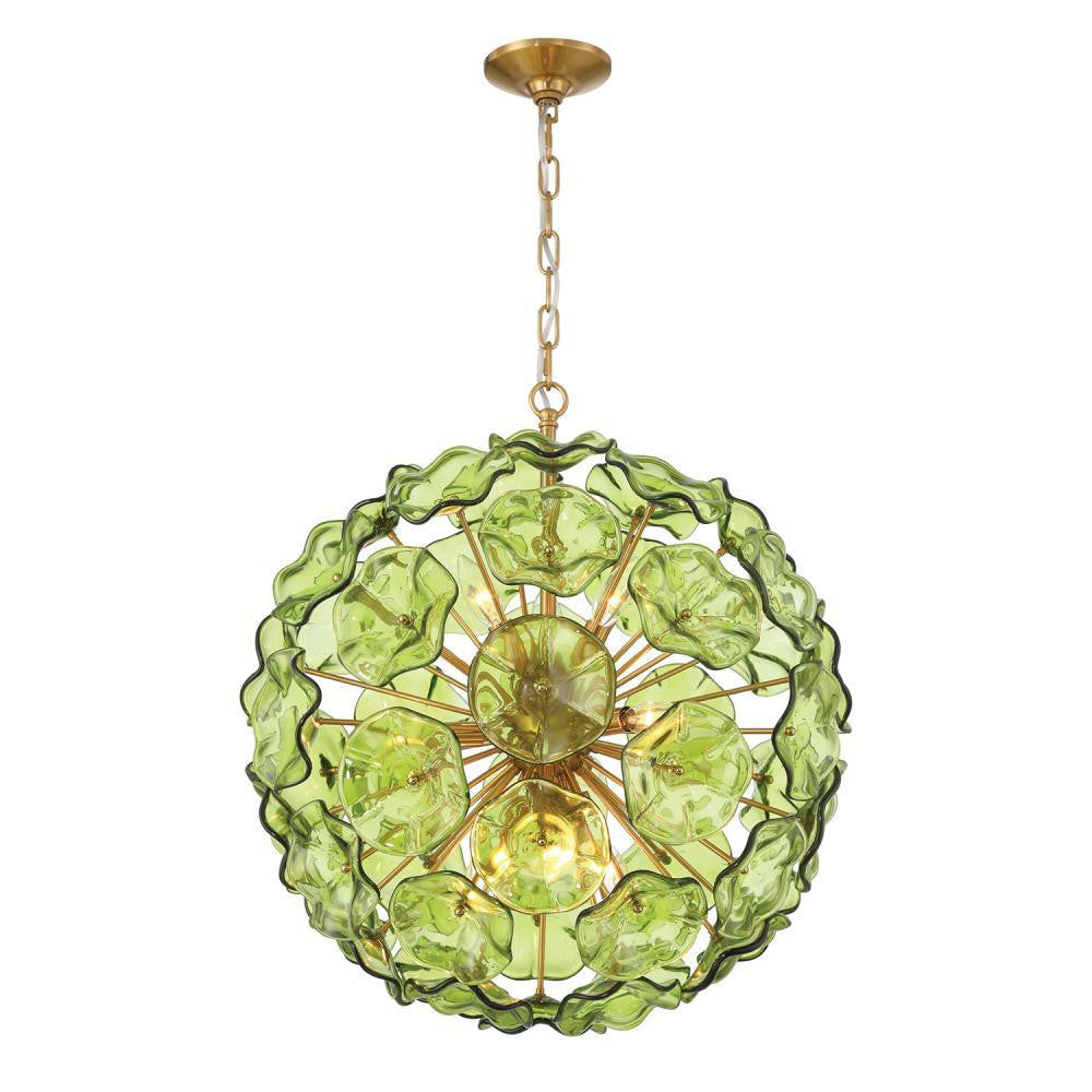 Crystorama Esme 9 Light Pendant Aged Brass