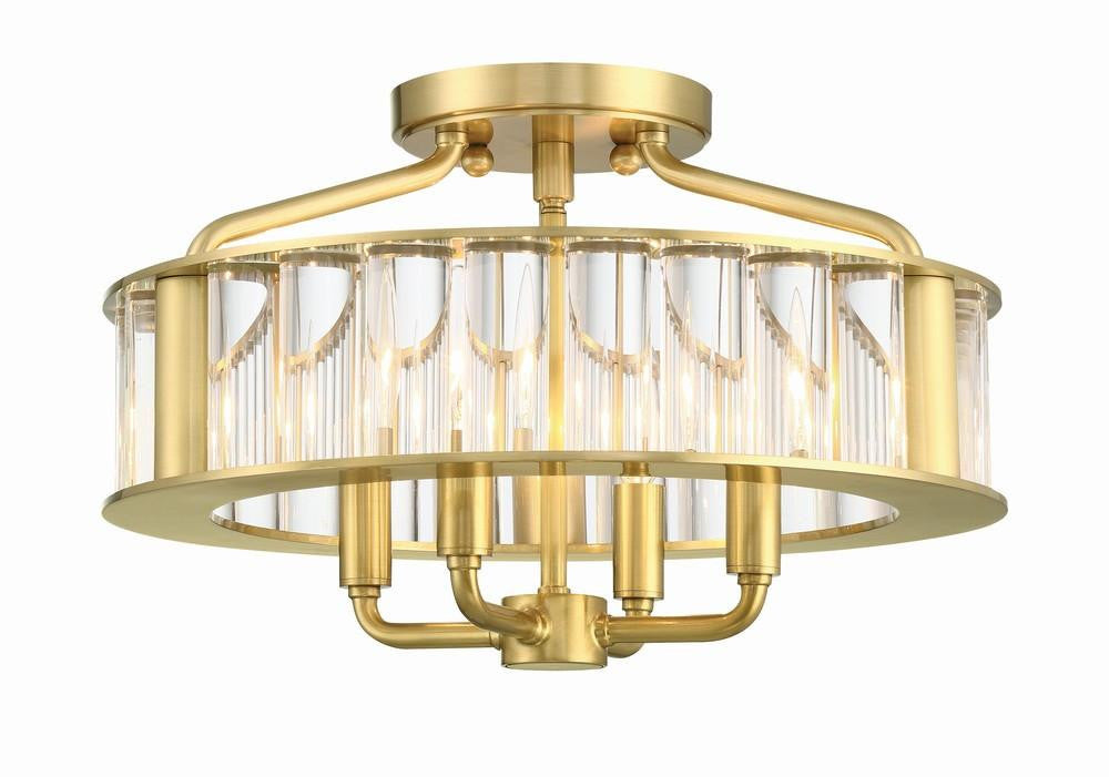 Crystorama Farris Semi Flush Mount Aged Brass