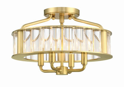 Crystorama Farris Semi Flush Mount Aged Brass