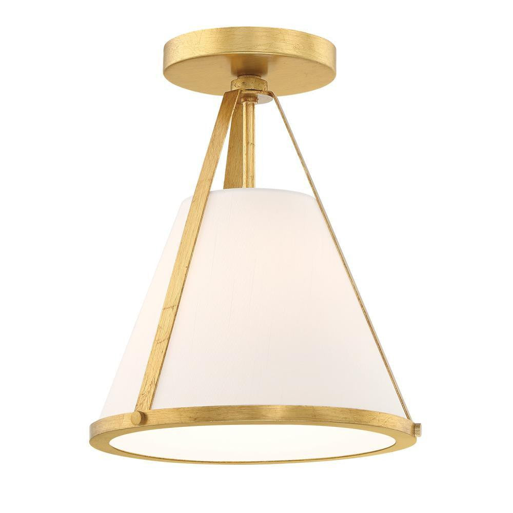 Crystorama Fulton 1 Light Semi Flush Mount Antique Gold