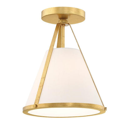 Crystorama Fulton 1 Light Semi Flush Mount Antique Gold