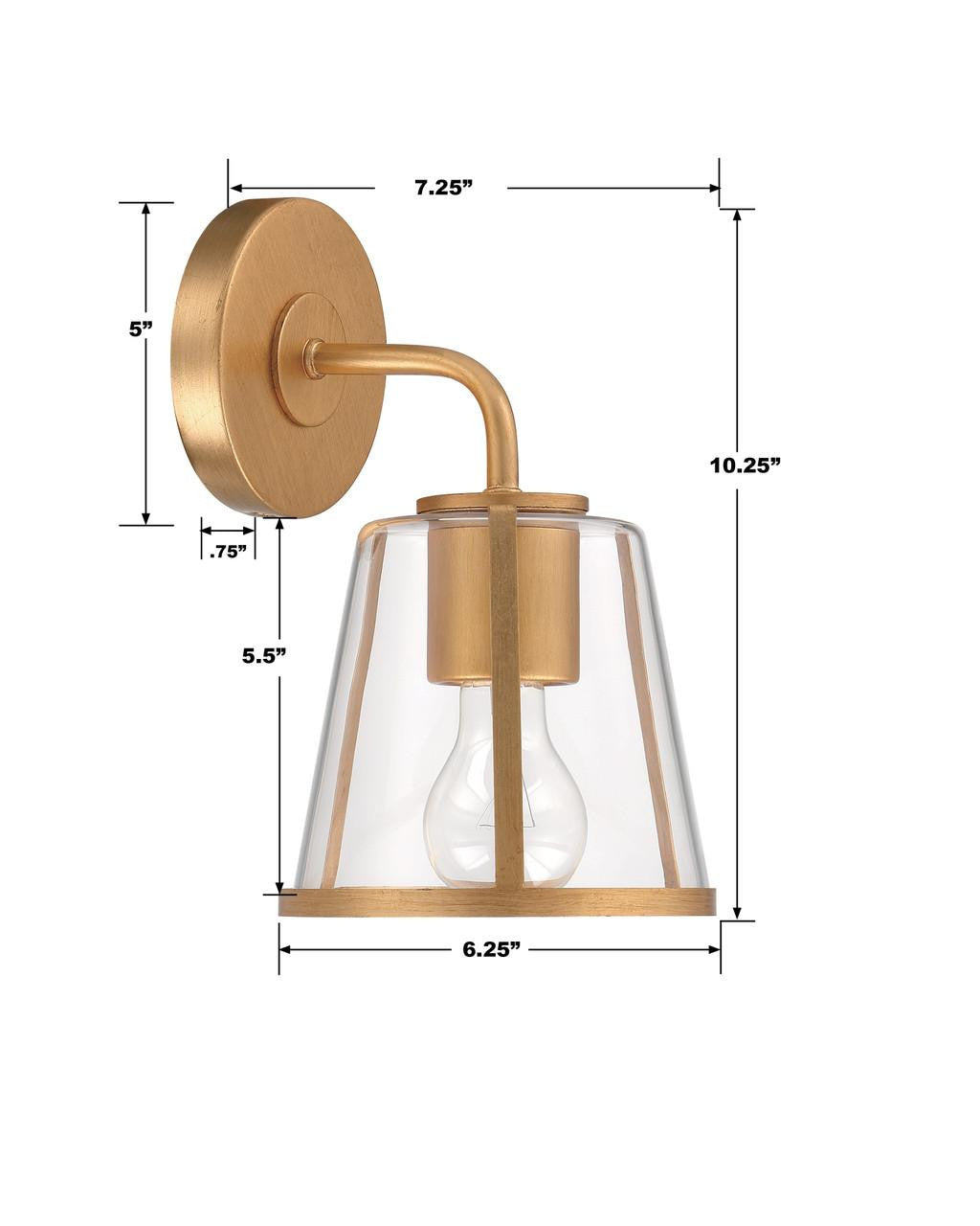 Crystorama Fulton 1 Light Bathroom Vanity - Antique Gold 10.25"H