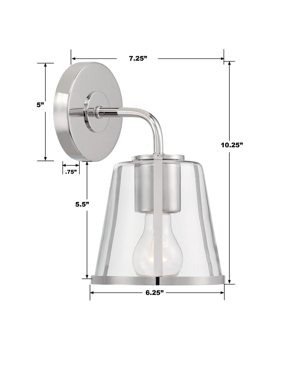Crystorama Fulton 1 Light Bathroom Vanity - Polished Nickel 10.25"H
