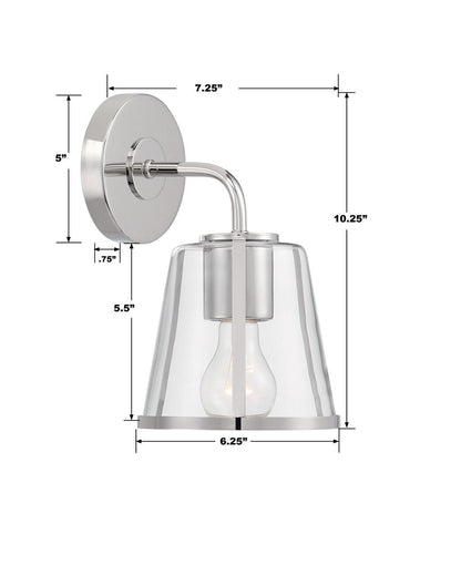 Crystorama Fulton 1 Light Bathroom Vanity - Polished Nickel 10.25"H