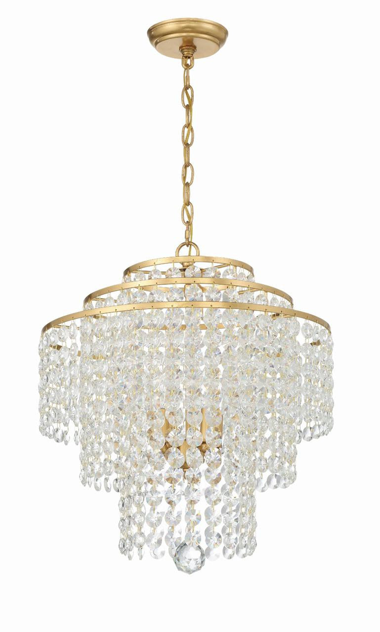 Crystorama Gabrielle Chandelier - Antique Gold, Hand Cut Crystal 20.5"H