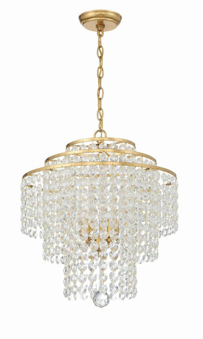 Crystorama Gabrielle Chandelier - Antique Gold, Hand Cut Crystal 20.5"H