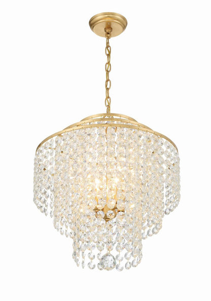 Crystorama Gabrielle Chandelier - Antique Gold, Hand Cut Crystal 20.5"H