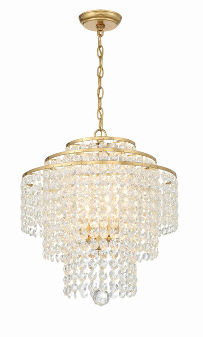 Crystorama Gabrielle Chandelier - Antique Gold, Hand Cut Crystal 20.5"H